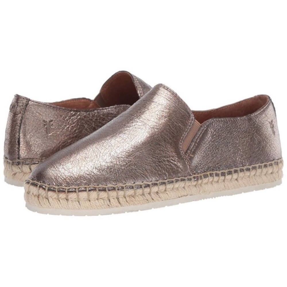 FRYE Isbel Leather Espadrilles in Golden Metallic
